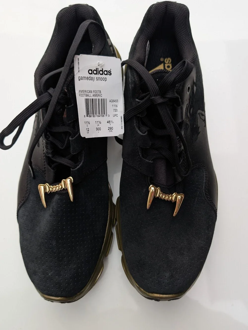 NWT SZ12 ADIDAS GAMEDAY SNOOP BLACK FOOTBALL SNEAKERS GOLD FANGS NICE CONDITION